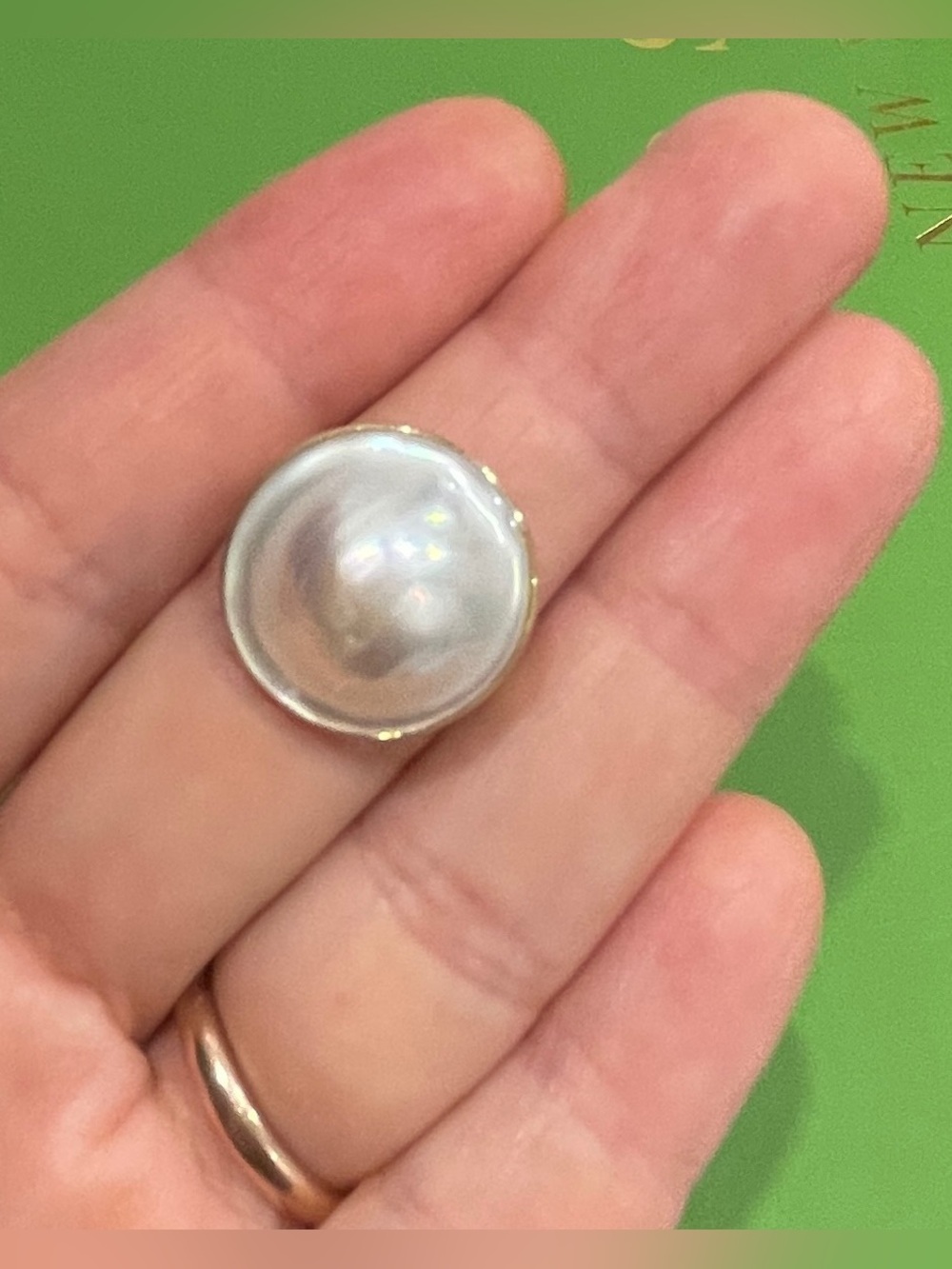 Estate 14K Yellow Gold Blister Pearl Ring, 7